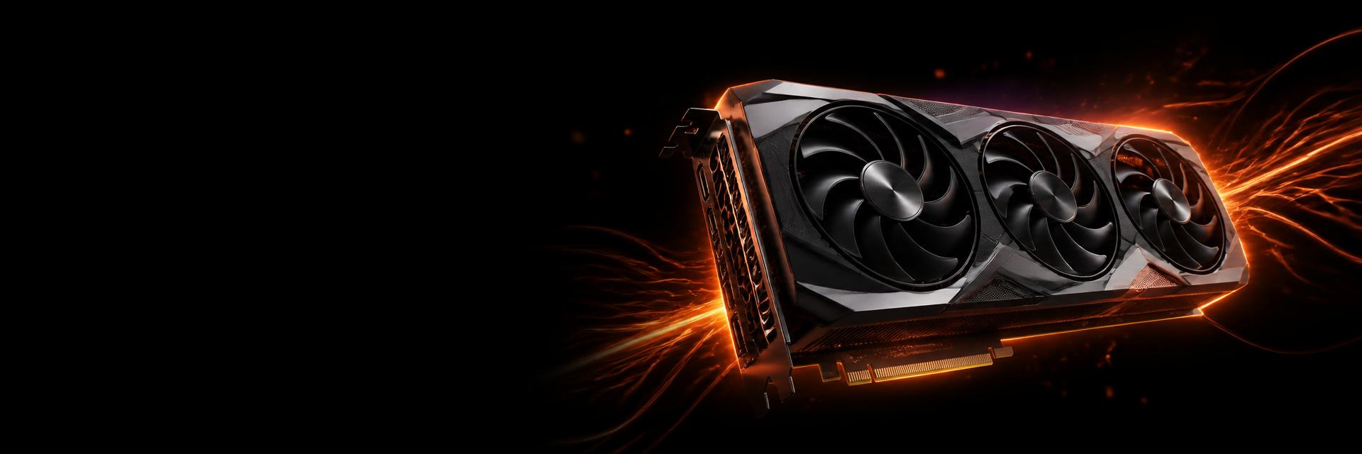Placa de vídeo de alto desempenho com efeitos de energia laranja